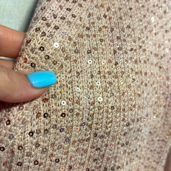 ECI New York Elegant Sequin-Embellished Jacket blazer blush rose gold sequins L - Picture 12 of 16